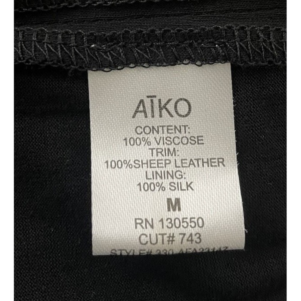 Aiko Sleeveless Black  Leather‎ Silk Peplum Tunic Top Medium - Picture 4 of 4